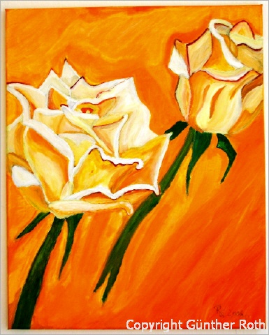 Acrylgemaelde Rosen Orange Acryl